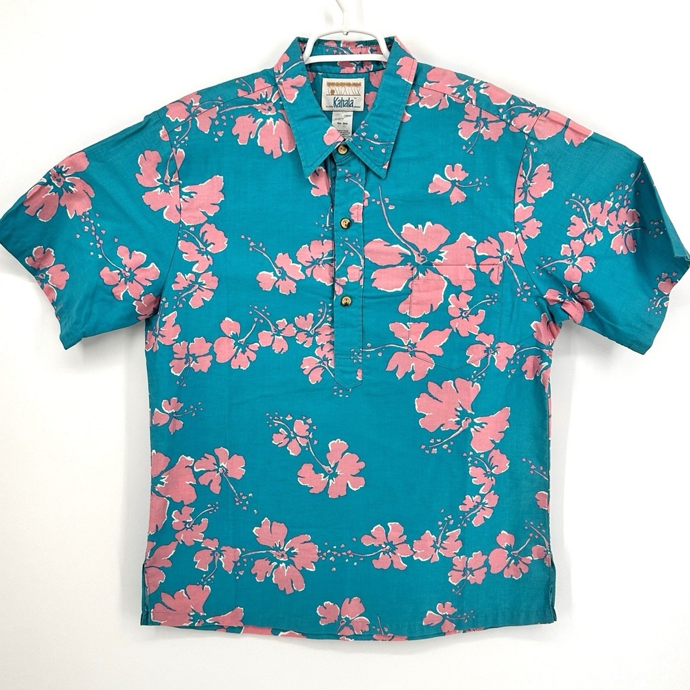 Kahala Pullover Mens Size L Aloha Hawaiian Shirt 100% Cotton Tropical Resort